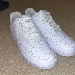 All white Nike Court Vision Low